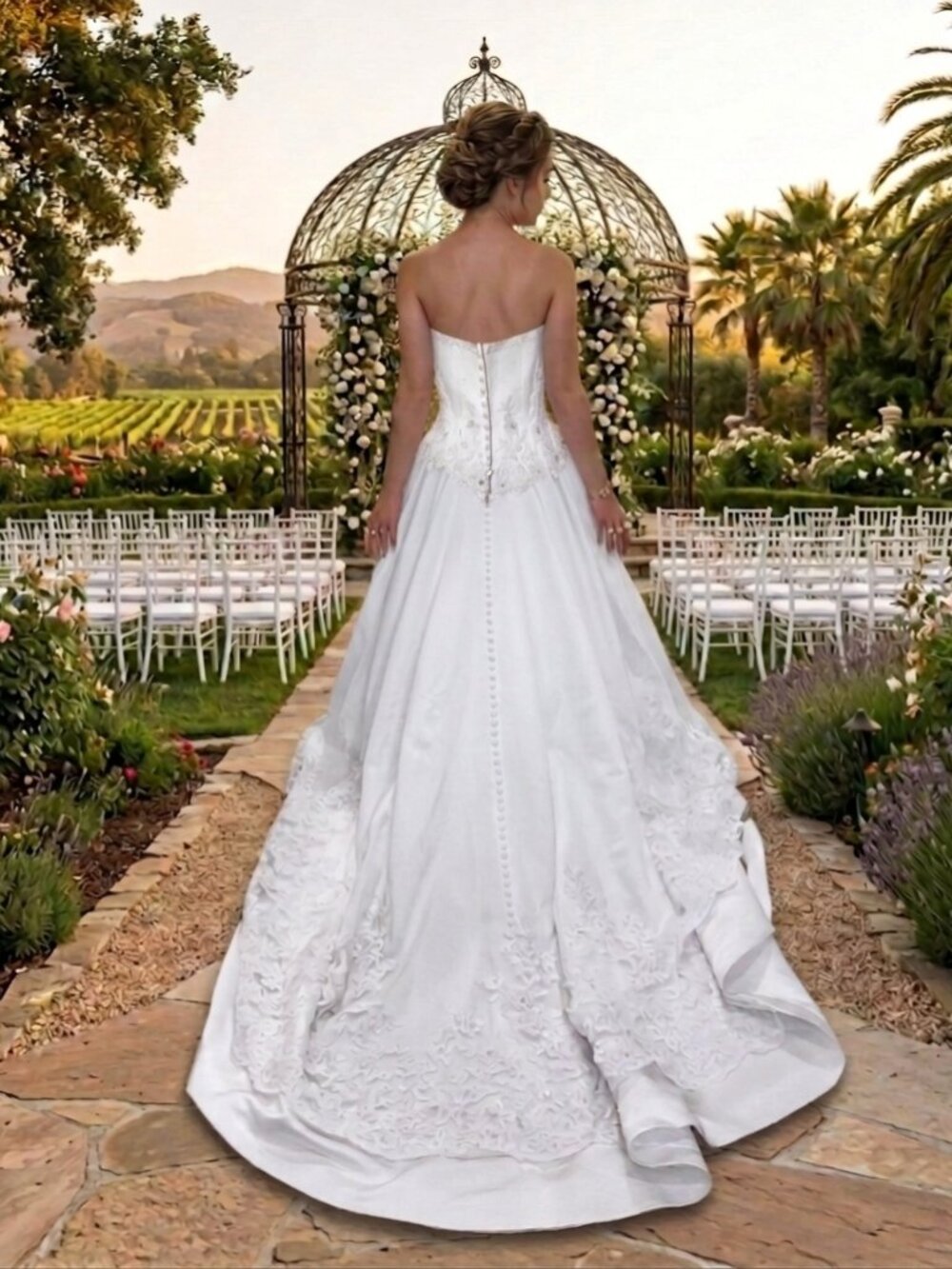 Anjolique Gorgeous White Boutique Gown Dress w/ Long Train - Picture 3 of 17
